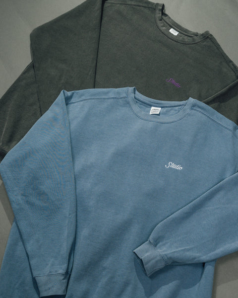 Small Script - Garment Dyed Crewneck - Cool Blue - SOLD OUT
