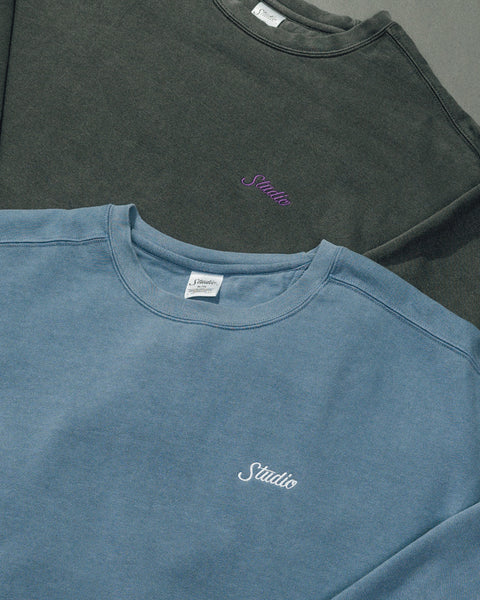 Small Script - Garment Dyed Crewneck - Cool Blue - SOLD OUT