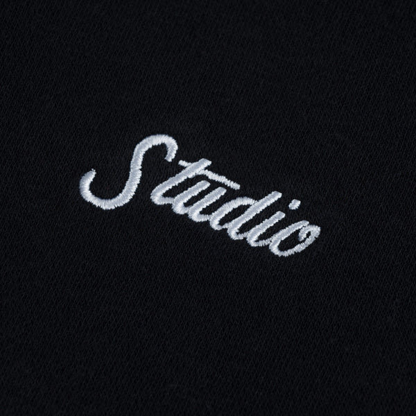 Small Script - Qtr Zip  Sweater - Black
