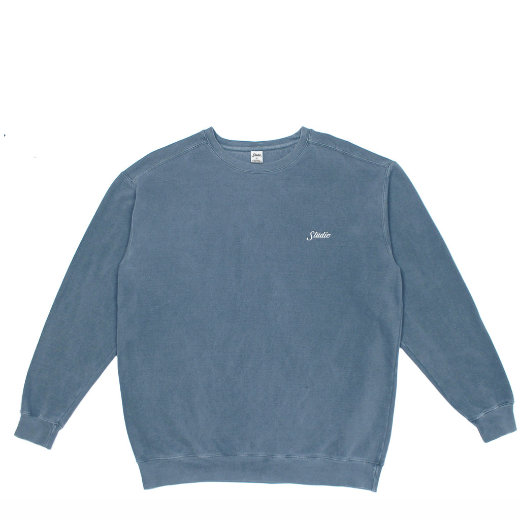 Small Script - Garment Dyed Crewneck - Cool Blue - SOLD OUT