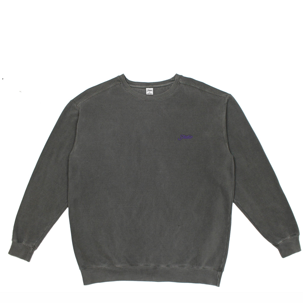 Small Script - Garment Dyed Crewneck - Pepper Black - SOLD OUT