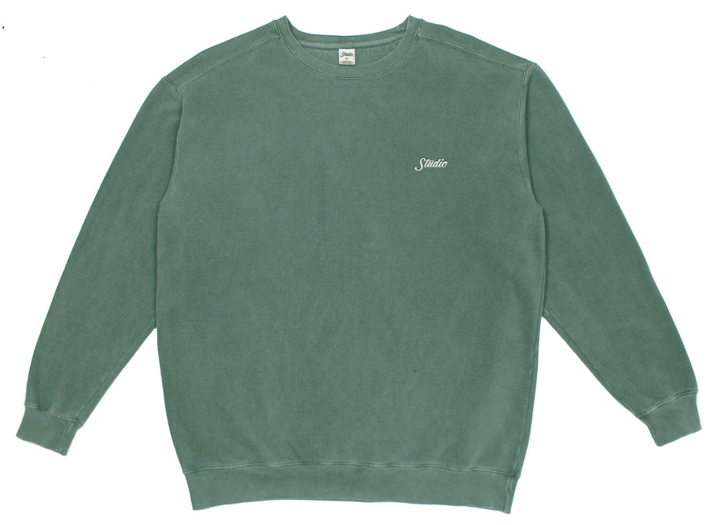 Small Script - Garment Dyed Crewneck - Evergreen - SOLD OUT