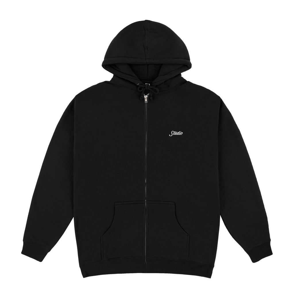 Small Script - Zip-Up Hoodie - Black