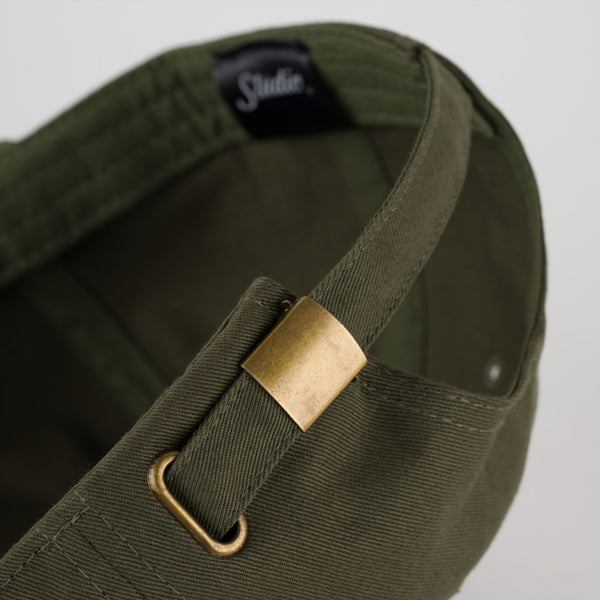 Small Script - 6 Panel Dad Hat - Olive