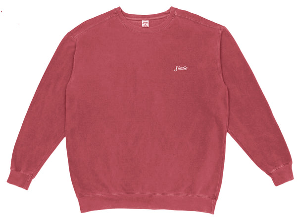 Small Script - Garment Dyed Crewneck - Cardinal