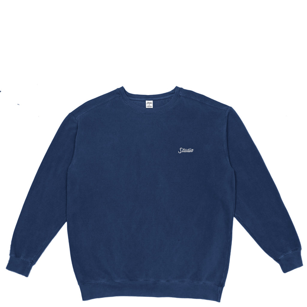 Small Script - Garment Dyed Crewneck - Navy