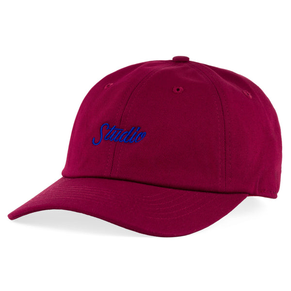 Small Script - 6 Panel Dad Hat - Burgundy