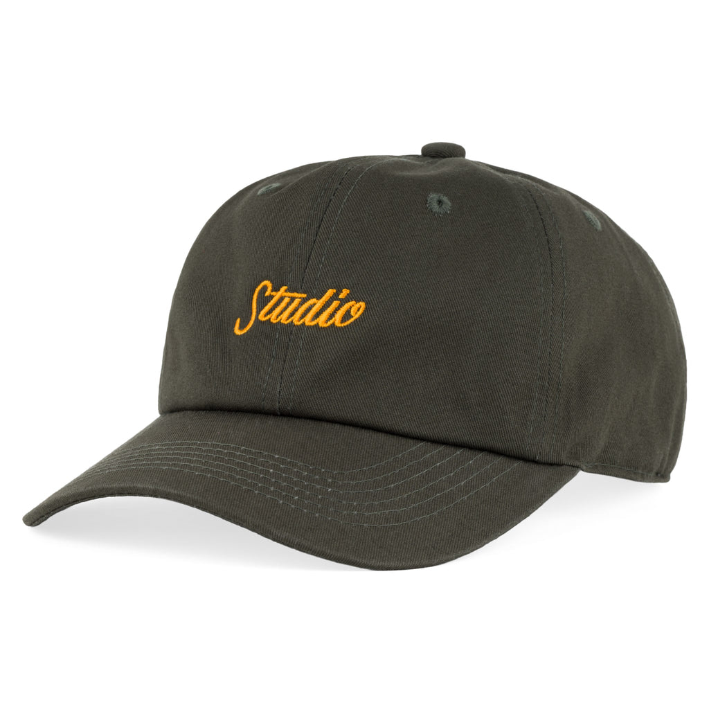 Small Script - 6 Panel Dad Hat - Olive