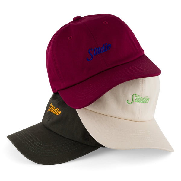 Small Script - 6 Panel Dad Hat - Burgundy