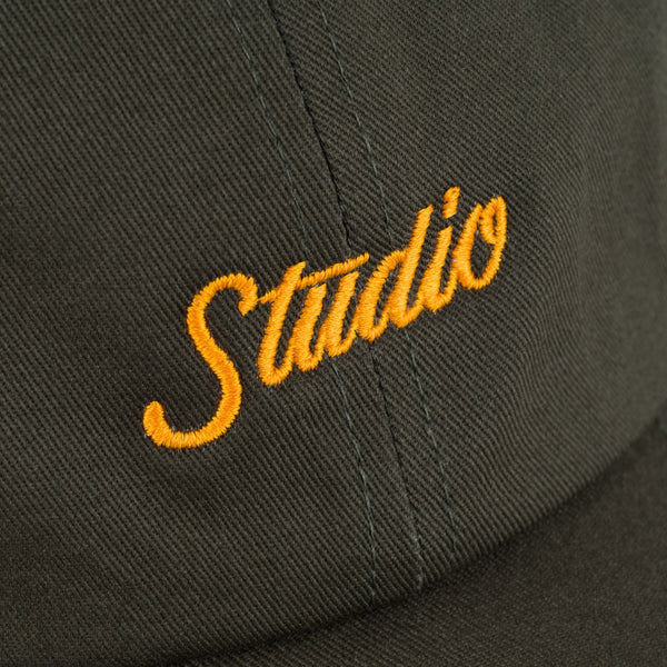 Small Script - 6 Panel Dad Hat - Olive