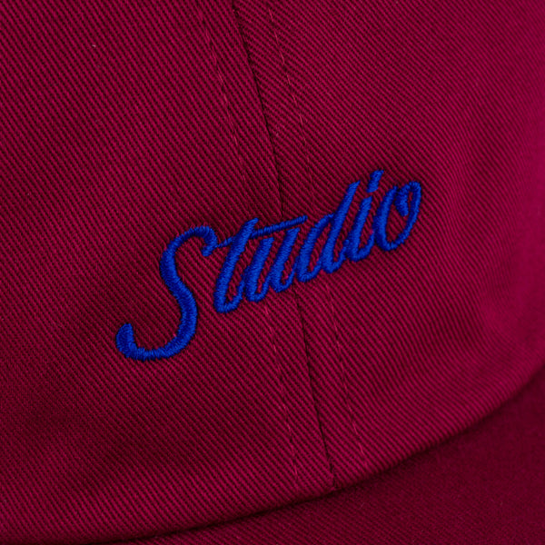 Small Script - 6 Panel Dad Hat - Burgundy
