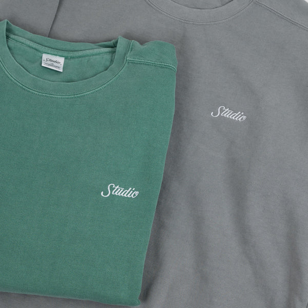Small Script - Garment Dyed Crewneck - Grey - SOLD OUT