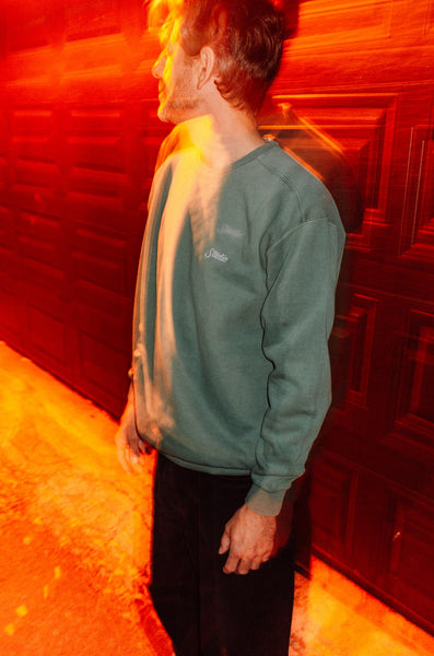 Small Script - Garment Dyed Crewneck - Evergreen - SOLD OUT