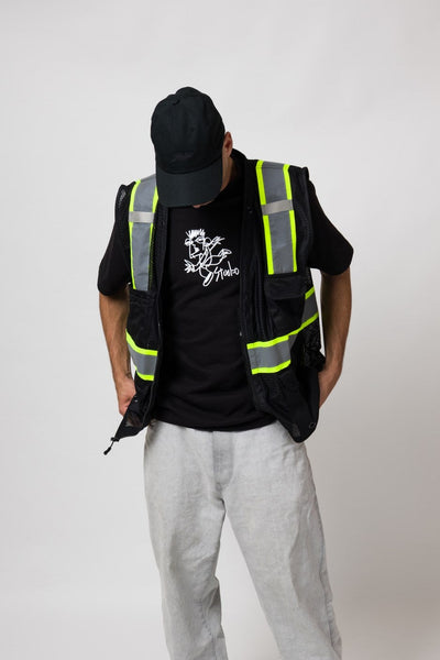 Small Script -  6 Panel - Black/Black