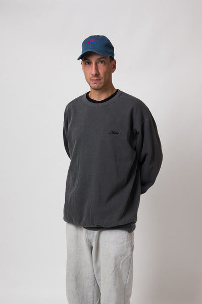 Small Script - Garment Dyed Crewneck - Pepper Black