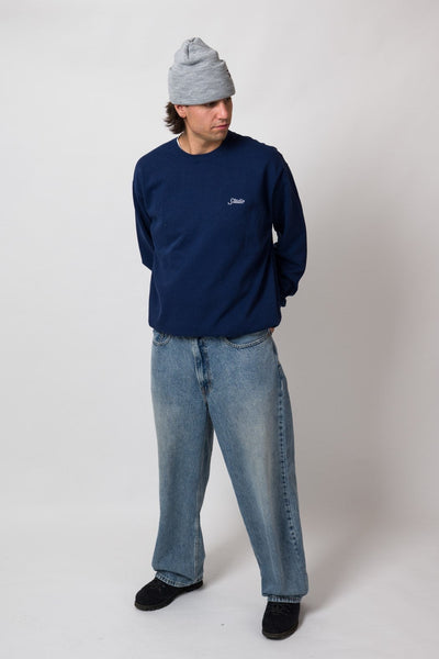 Small Script - Garment Dyed Crewneck - Navy