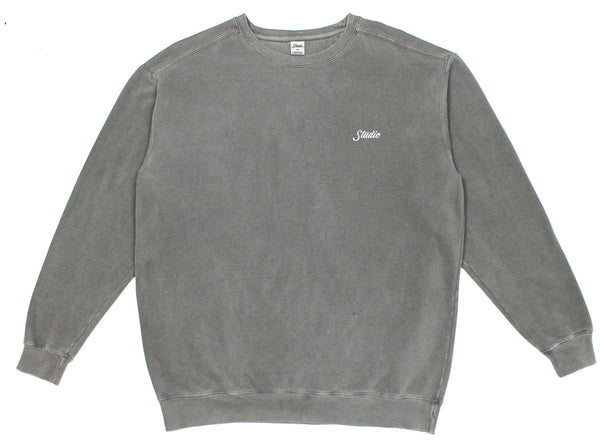 Small Script - Garment Dyed Crewneck - Grey - SOLD OUT