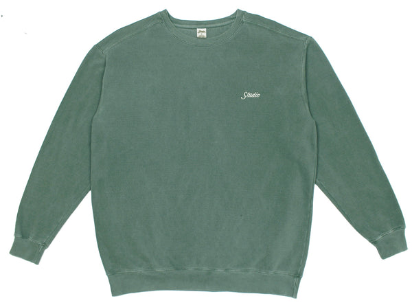Small Script - Garment Dyed Crewneck - Evergreen - SOLD OUT